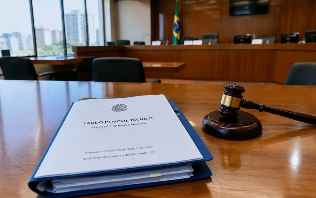 Laudo pericial técnico sobre mesa de sala de audiência Laudo pericial técnico sobre mesa de sala de audiência