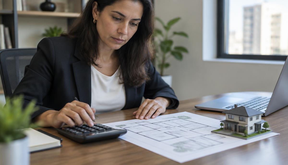 Profissional calculando valores de imóvel para inventário